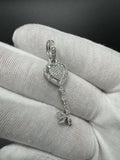 1.75” 10k White Gold Heart Key Pendant est 1ctw Natural Diamonds 6mm Bail 3.37g