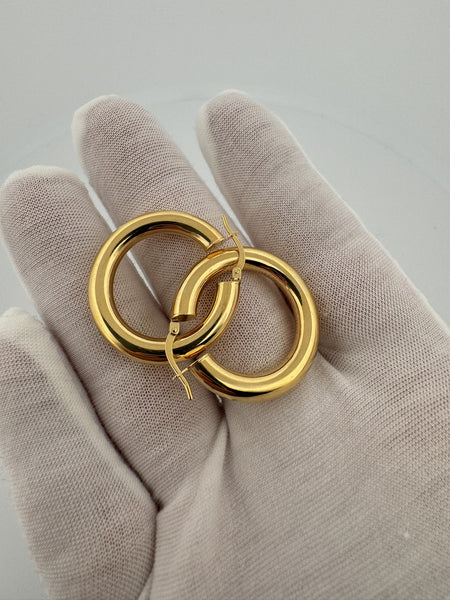 30mm 14k Yellow Gold Tube Hoops 4.3g