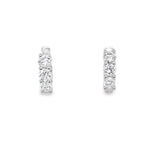 1.00ctw lab grown diamond 3-stone huggie hoop earrings in 14K white gold - Ott Family Jewelry