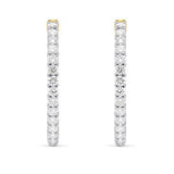3.00ctw lab grown diamond 1 inch oval inside-out hoop earrings in 14K yellow gold, view 3 - Ott Family Jewelry