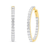 3.00ctw lab grown diamond 1 inch oval inside-out hoop earrings in 14K yellow gold, view 2 - Ott Family Jewelry