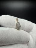 3/4" 10k Yellow Gold Hamsa 1/4ctw Natural Diamond Pendant 3mm Bail .9g