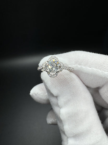 Size 6 14k White Gold Natural Diamond Engagement Ring 2/3ct Round Center & 1/2ctw Diamonds on Band 2.4g