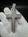 3.5” 14k White Gold 2ctw Natural Diamond Micro Pave Set Cross 12mm Bail 25.8g