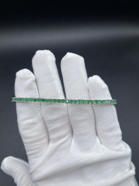 7.5” Silver 3mm Emerald Tennis Bracelet 12g