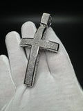 3.5” 14k White Gold 2ctw Natural Diamond Micro Pave Set Cross 12mm Bail 25.8g