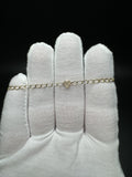 6.5-7” 10k Yellow Curb Bracelet 3mm with Natural Diamond Heart Charm 1.44g