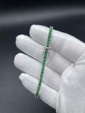 7.5” Silver 3mm Emerald Tennis Bracelet 12g