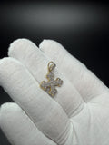 1" 10k Yellow Gold Budded Cross 1/2ctw Natural Diamond Pendant 4.5mm Bail 2.15g