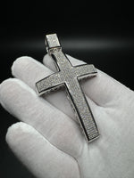 3.5” 14k White Gold 2ctw Natural Diamond Micro Pave Set Cross 12mm Bail 25.8g
