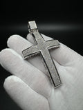 3.5” 14k White Gold 2ctw Natural Diamond Micro Pave Set Cross 12mm Bail 25.8g