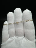 6.5-7” 10k Yellow Curb Bracelet 3mm with Natural Diamond Heart Charm 1.44g
