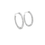 1.00ctw lab grown diamond 1 inch inside-out hoop earrings in 14K white gold, view 2 - Ott Family Jewelry