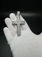3.5” 14k White Gold 2ctw Natural Diamond Micro Pave Set Cross 12mm Bail 25.8g