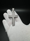 3.5” 14k White Gold 2ctw Natural Diamond Micro Pave Set Cross 12mm Bail 25.8g