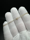 6.5-7” 10k Yellow Curb Bracelet 3mm with Natural Diamond Heart Charm 1.44g