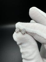 7mm Oval Silver 1/4ctw VS/VVS Lab Diamond Cluster Studs 1.1g
