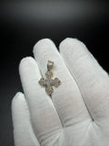 1" 10k Yellow Gold Budded Cross 1/2ctw Natural Diamond Pendant 4.5mm Bail 2.15g