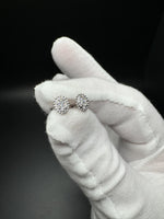 7mm Oval Silver 1/4ctw VS/VVS Lab Diamond Cluster Studs 1.1g