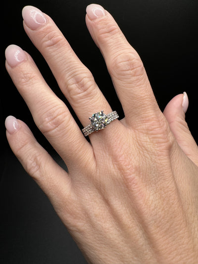 Size 7 14k White Gold 2.8ctw Lab Diamond Engagement Set 2ct F VVS2 Round Center & .8ctw E VVS2 Lab Diamonds on Band EGL Certified 5.2g