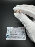 9.5mm 14k White Gold 2.42ctw (2.05ctw Fancy Intense Pink VS1 Round Brilliant Lab Diamond & .37ctw E VVS2 Lab Diamond) EGL Certified Cluster Studs 3.84g
