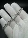 7.5” Silver 5ctw Moissanite Cuban Bracelet 8mm 26.4g