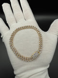 8" Gold over Silver 5ctw VS/VVS Lab Diamond Cuban 6mm 16.6g