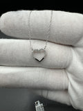 18” 10k White Gold Heart Pendant Chain with 1/8ctw Natural Diamonds 1.0g