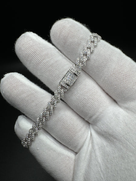 7.5” Moissanite Silver Cuban Bracelet 6mm 10.3g