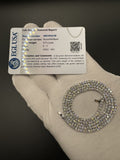 21” 14k White Gold 9.75ctw E VVS2 Lab Diamond Tennis Chain EGL Certified 21.5g