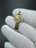 1.5” 14k Yellow Gold Square Cross & Crucifix 5mm x 2.5mm Bail 3.12g