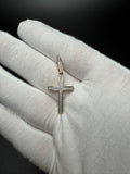 1.5" 10k Yellow Gold Latin Cross 1/3ctw Natural Diamond Pendant 5.6mm Bail 1.5g