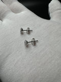 7mm Oval Silver 1/4ctw VS/VVS Lab Diamond Cluster Studs 1.1g