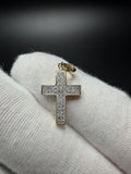 1" 10k Yellow Gold Latin Cross 1/5ctw Natural Diamond Pendant 4mm Bail 1.54g