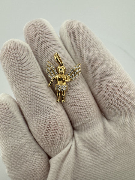 1” 14k Yellow Gold Angel Pendant 3mm Bail 2.8g