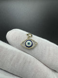 3/4” 10k Yellow Gold Evil Eye Pendant 1/3ctw Natural Diamond 3mm Bail 1.23g