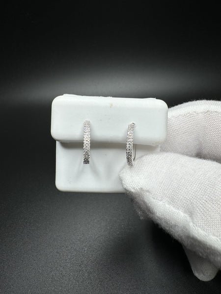 15mm 10k White Gold 1/4ctw Natural Diamond Huggies 1.2g