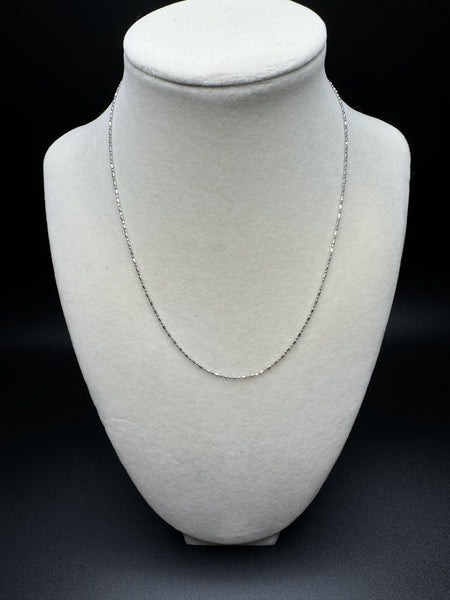 16” 18k White Gold Italian Fancy Link 1mm 1.3g