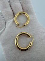 30mm 14k Yellow Gold Tube Hoops 4.3g
