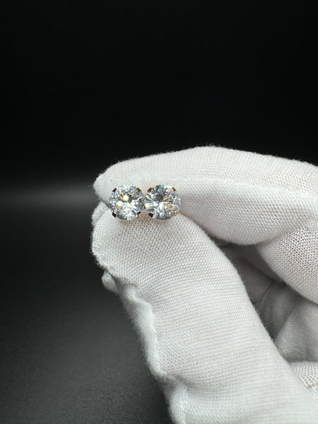 7mm 10k Yellow Gold Lab White Sapphire Studs 1.0g