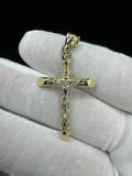 2” 14k Yellow Gold Cross/Crucifix 5.6mm Bail 3.51g
