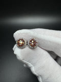 9.5mm 14k White Gold 2.42ctw (2.05ctw Fancy Intense Pink VS1 Round Brilliant Lab Diamond & .37ctw E VVS2 Lab Diamond) EGL Certified Cluster Studs 3.84g
