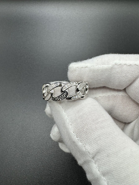 3ctw Moissanite & Silver Cuban Link Eternity Ring