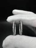 25mm 14k White Gold 2ctw Lab Diamond Inside Out Hoops 5.5g