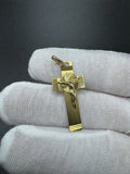1.5” 14k Yellow Gold Square Cross & Crucifix 5mm x 2.5mm Bail 3.12g