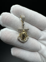 1.5” 10k Yellow Gold Mariner Cross with Mary 3/4ctw Natural Diamonds 6mm Bail 4.2g