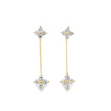 2.00ctw lab grown diamond double quatrefoil linear 1.5 inch drop earrings in 14K yellow gold - Ott Family Jewelry