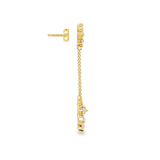 2.00ctw lab grown diamond double quatrefoil linear 1.5 inch drop earrings in 14K yellow gold, view 2 - Ott Family Jewelry