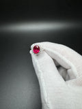 Size 7 14k White Gold Ring GSI Certified 8x10mm Lab Ruby Center with 1/2ctw Lab Diamond Halo 3.7g