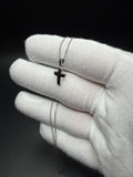 18" 14k White Gold Herme$ Chain & 1/2" Solid Cross Pendant 2.21g
